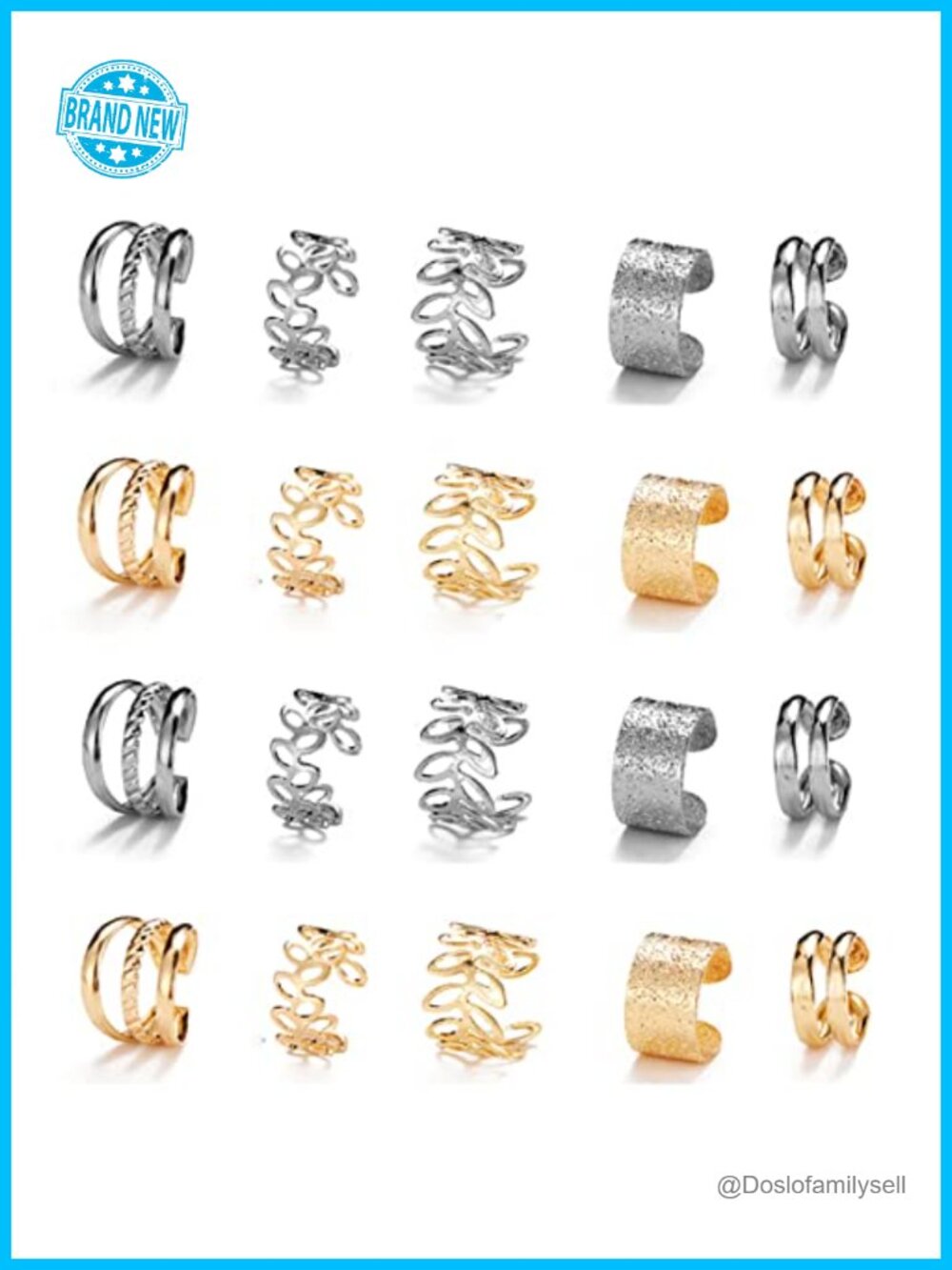 20 Pc Stainless Steel Hair Braid Dreadlock Cuffs Non-Piercing Ear Clip Beads